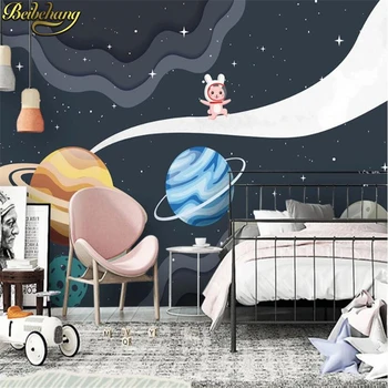beibehang užsakymą Kosmoso raketų tapetai, vaikų kambarys berniukas miegamasis animacinių filmų freskomis Papel De Parede 3D tapetai už Kambarį