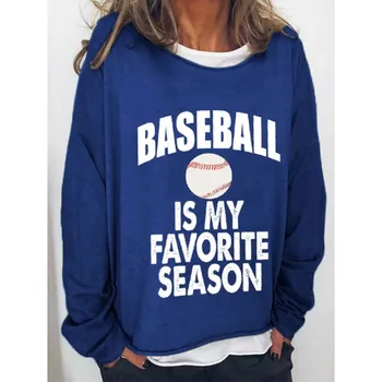 Rheaclots Moterų Beisbolas Yra Mano Mėgstamiausia Sezoną Spausdinti ilgomis Rankovėmis Viršų