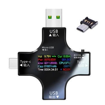 P82D 2 in 1 Tipas-C USB Testeris Spalvotas Ekranas Skaitmeninis Multimetras Srovės Maitinimo Atsparumas Temperatūrai,Pajėgumas
