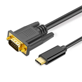 Tipas-c-VGA adapterio kabelis tinka sujungti nešiojamuosius kompiuterius su TELEVIZIJA projektoriaus ekrane, 4K aukštos raiškos vaizdo kabelis
