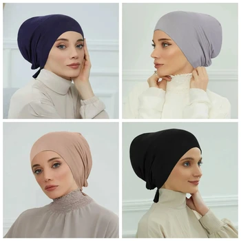 Moterų Undercap Hijab Šalikas Musulmonų Skarelė Ponios Underscarf variklio Dangčio Elastinga Kvėpuojantis apatiniai Dangteliai Turbaną Skrybėlę