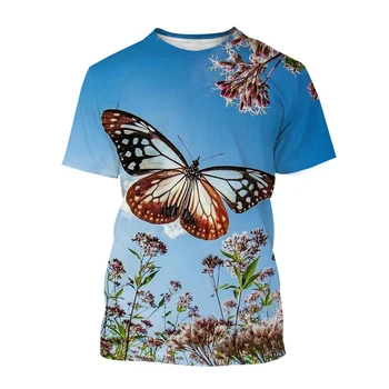 2023 Naujas Mados vyriški ir moteriški marškinėliai 3D Drugelis Spausdinti moteriški marškinėliai trumpomis Rankovėmis Minkšti ir Patogūs marškinėliai