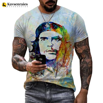 Che Guevara 3D Print T-shirt Harajuku Stiliaus trumpomis Rankovėmis Apvalios Kaklo marškinėliai Asmenybės T Marškinėliai Vyrams Moterims Streetwear Viršūnės
