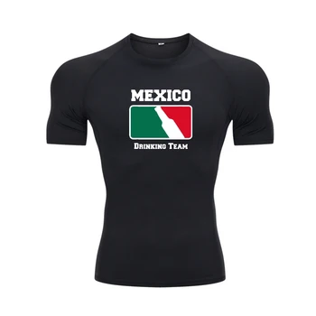 Meksika Geriamojo Komanda Alaus W Meksikos Vėliavos Spalvų Marškinėliai T Marškinėliai Vyrams Užsakymą Topai Marškinėliai Pigūs Patogus Medvilnės