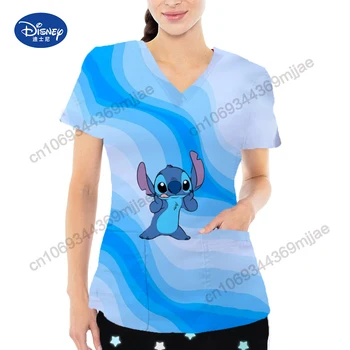Disney Moteris Marškinėliai Y2k Viršūnes Slaugytoja Vienodą Moterų marškinėliai Kišenėje korėjos Stiliaus Drabužius Grafinis Trišakiai Trumpi Rankovėmis Marškinėliai