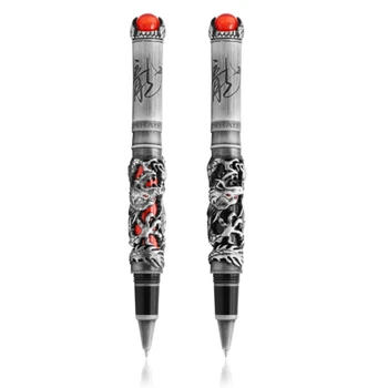 Jinhao Senovės Pilkos Ir Raudonos Dragon King Pearl Reljefinė Drožyba Roller Ball Pen Profesinės Raštinės Reikmenys, Rašymo Priemonė