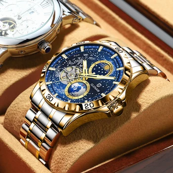 GLENAW Dizaino Vyrai Laikrodžiai Top Brand Prabangių Mados Verslo Automatinė Aukso Žiūrėti Vyrų Vandeniui Mechaninė Žiūrėti Montre Homme