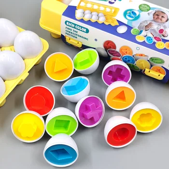 Montessori Smart Kiaušiniai 3D Dėlionės, Žaislų, Vaikai, Spalva, Forma Atpažinti Rungtynės Velykų Kiaušinių Vaikų Mokymosi Matematikos Žaislas