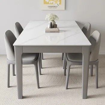 Prabanga pilkas šiferis medžio masyvo valgomojo stalas ir kėdė derinys namų komercinės hotel valgomasis stačiakampio formos, valgomojo stalas