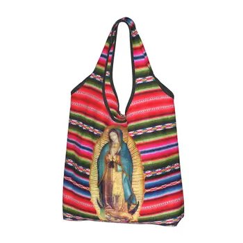 Daugkartinio Naudojimo Our Lady Of Guadalupe Virgen Maria Zarape Pirkinių Krepšys Nešti Maišą Nešiojamų Mergelės Marijos Katalikų Bakalėjos Shopper Bags