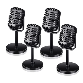 4Pcs Retro Mikrofonas Rekvizitai Modelis Derliaus Mikrofonas Antikvariniai Mikrofonas Žaislas Juoda