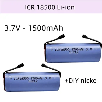 Batterie Li-Ion Įkrovimo 18500, 3.7 V, 1500 mah, légère et de grande capacité, + feuille de Nikelio à faire soi-même