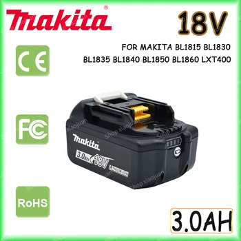 100% Originalus Makita 18V 3.0 Ah Įkraunamas Elektros Įrankiais, Baterija su LED Li-ion Pakeitimo LXT BL1860B BL1860 BL1850