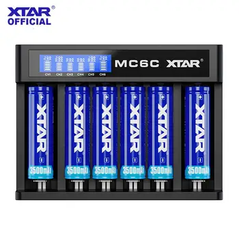 XTAR MC6C Įkroviklio Lizdas 6 LCD Smart Ličio Baterijos Įkroviklis USB-C & DC Įvesties 3,6 V Li-ion & Ni-MH Baterijų Įkroviklis
