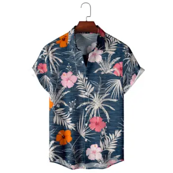 2023 Havajų vyriški marškiniai, Tropinių vaisių modelis vasaros trumpomis rankovėmis negabaritinių ananasų viršuje vaction atsitiktinis vyriški drabužiai