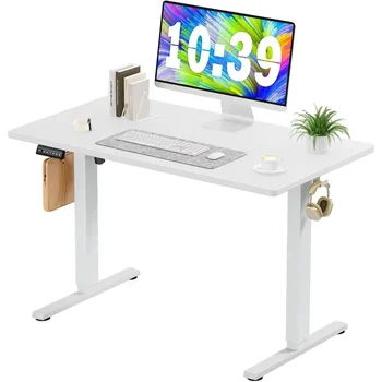 Kompiuterio stalas, reguliuojamo aukščio vertikalus biuro stalas su sujungimas valdybos, biuro kompiuterio stalas su 2 kablius ir vielos skyles
