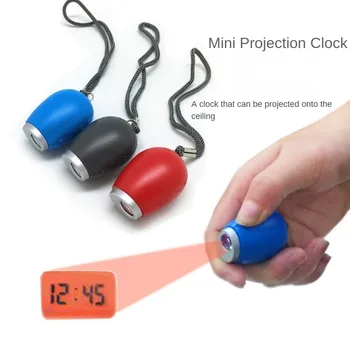 Naujų kūrybinių projekcija elektroninis laikrodis LED skaitmeninis laikrodis, Mini nešiojamieji projekcija laikrodis žibintuvėlis keychain projekcija lentelė