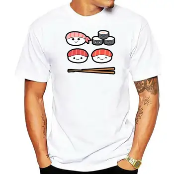 Laimingas Suši Ir Lazdelės Japonija Stiliaus Meno Vyrai (Moteris yra) T Shirt Juoda Aukštos Kokybės Atsitiktinis Spausdinti Marškinėliai